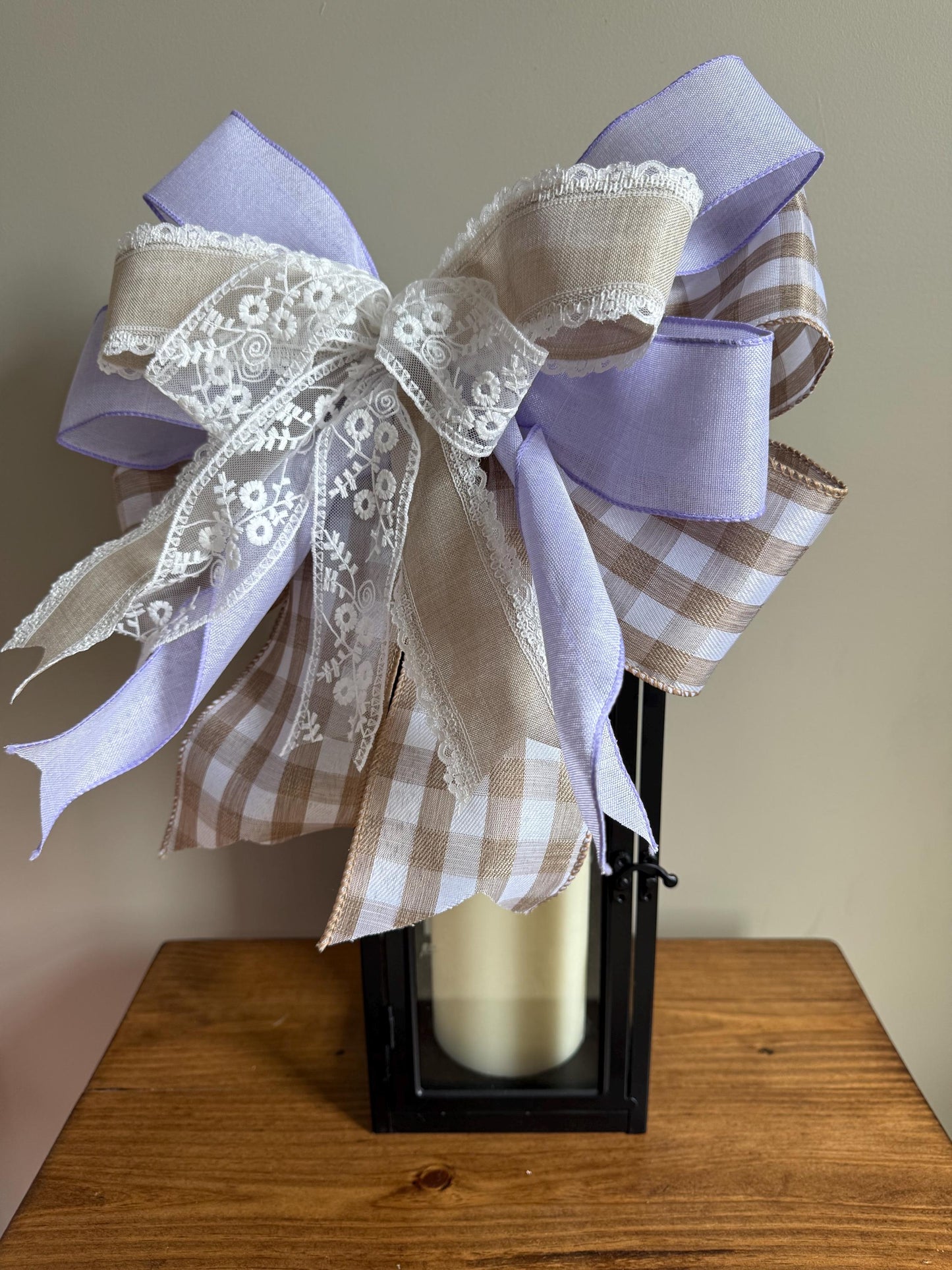 Purple and Plaid Farmhouse Bow