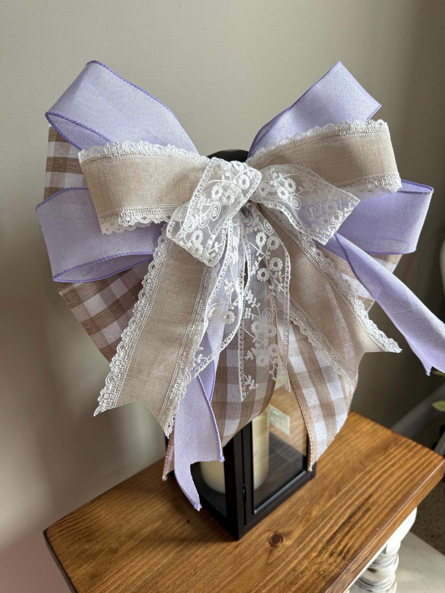 Purple and Plaid Farmhouse Bow