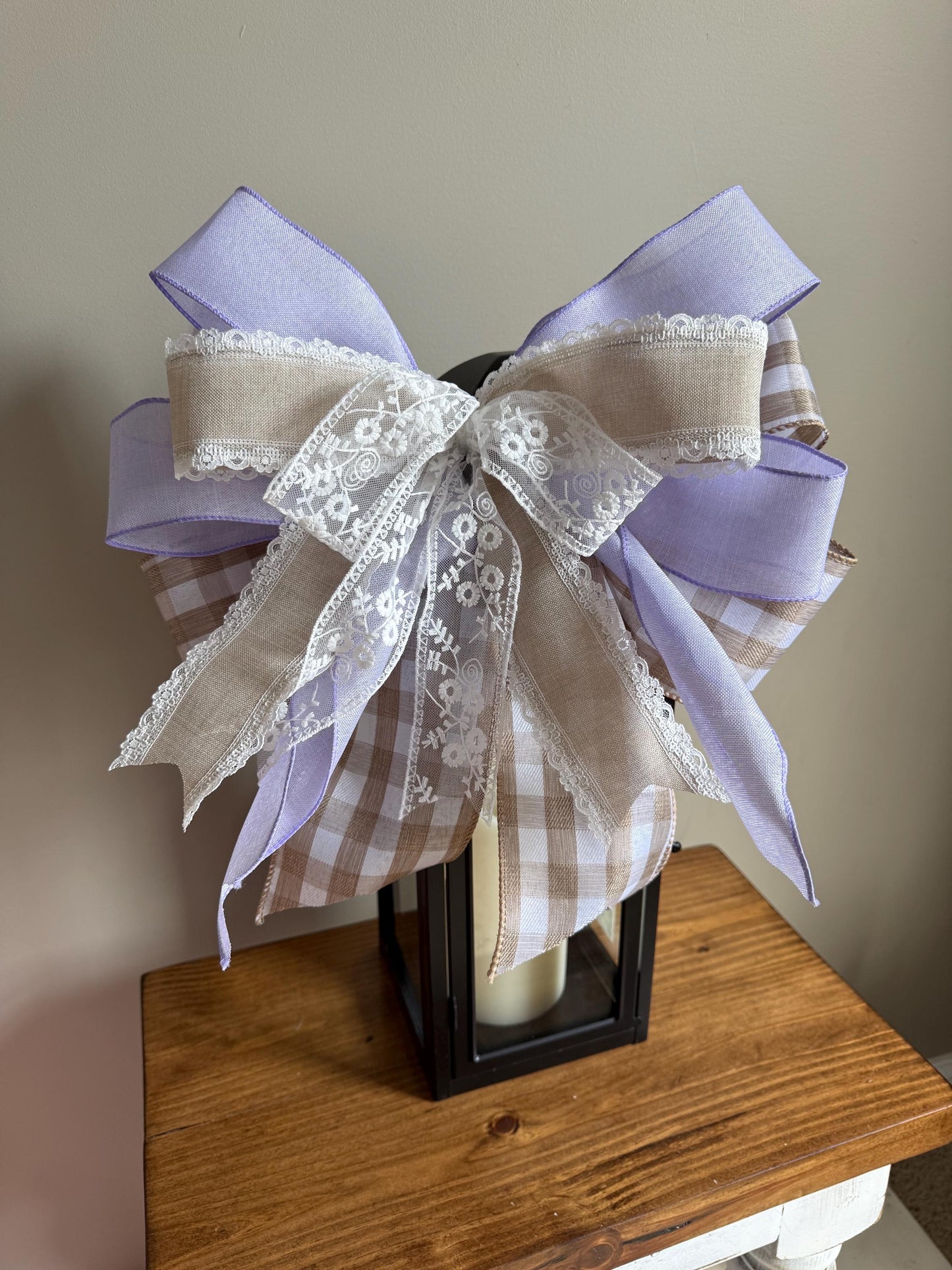 Purple and Plaid Farmhouse Bow