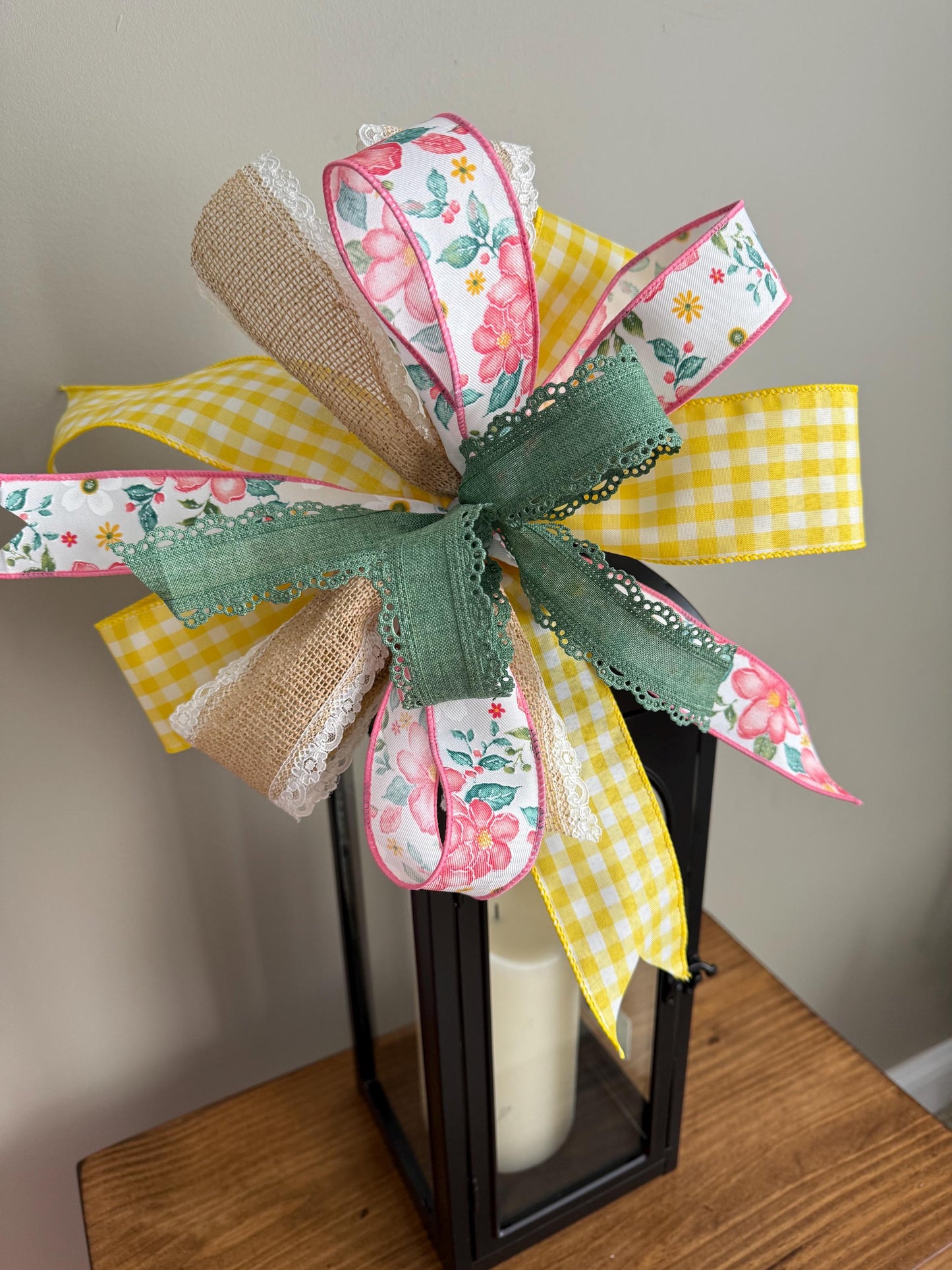 Floral Yellow Plaid Bow